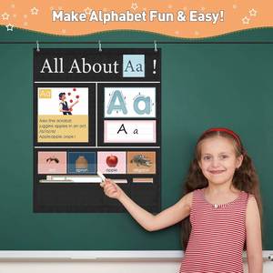 Tabla de Letras de Tela Educativa para Niños, Profesores y Preescolar, 27x34 Pulgadas, Negro/Azul/Colores Personalizados - Product Image 2
