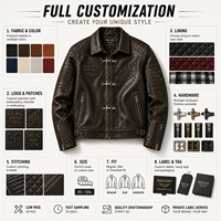 Blouson en cuir vintage personnalisé pour homme, style motard, effet vieilli et craquelé, usine de blousons en cuir OEM à marque privée