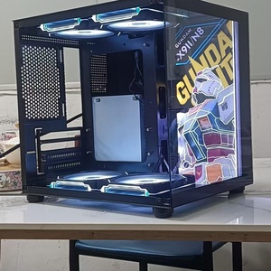 T8 Full-Side Transparent DIY <span class=keywords><strong>Computer</strong></span> gehäuse <span class=keywords><strong>ATX</strong></span> Meerblick Zimmer mit Lüfter Desktop MATX Motherboard PC Metall Keine Säule Produkte Lager - Product Image 6