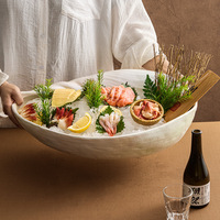 Piring Sashimi Bentuk Tidak Beraturan dari Keramik Modern Non-Toksik untuk Hotel Restoran, Peralatan Makan Buffet Pesta Seafood