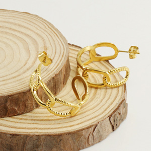 Zogxin Geometric Hoop Earrings Gold Stainless Steel Stud Earrings For Women Fashion Jewelry - Product Image 2