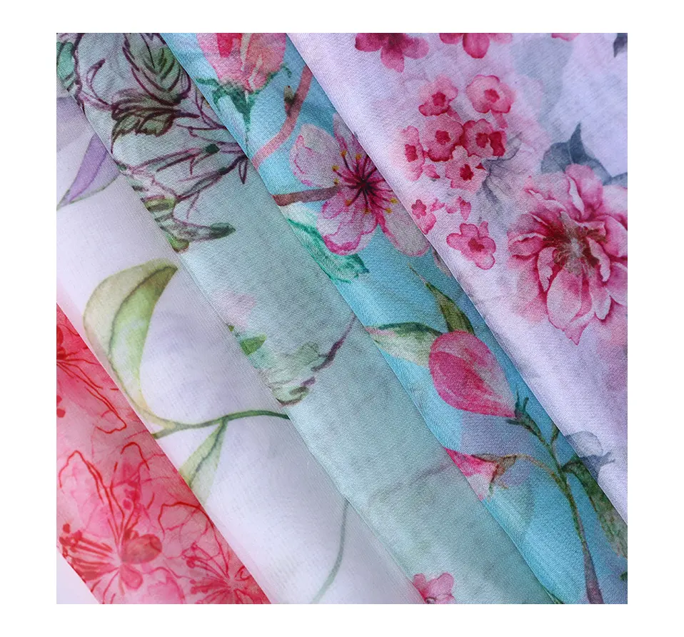 Singrain — tissu imprimé floral en mousseline de soie, impression numérique personnalisée, 30D, 100% polyester, pour robe, nouvelle mode