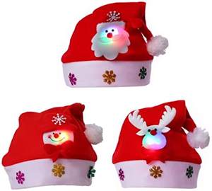 LED dessin animé brillant enfants adulte fournitures de nouvel an mignon noël père noël elk chapeaux avec lumières - Product Image 2