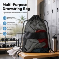 Sac à cordon en filet durable et recyclable avec logo personnalisé imprimé, sac de rangement pour ballon de basket