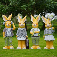 Décor de jardin extérieur pour maison modèle Peter, lapin de dessin animé en résine et fibre de verre, ornements de paysage à thème animal en relief 3D