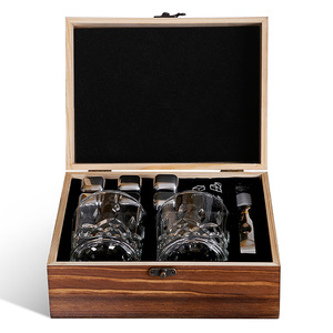 Wiederverwendbarer Edelstahl Whiskey Whiskey Steine Stein Steine Gläser-Set mit hölzerner Geschenkbox für Herren zur Verwendung in der Bar