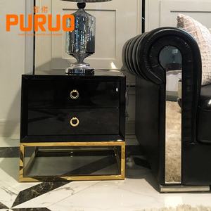 Schlafzimmer Zwei Schubladen schwarz Holz Nachttisch Nachttisch - Product Image 3