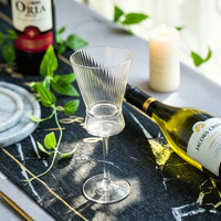 Verre à vin HXGLASS Premium à pied côtelé vertical, gobelet cannelé vintage pour vin rouge et blanc, verrerie pour la maison, les restaurants et les bars