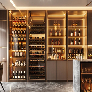 Exhibidor de Vinos de Lujo con Iluminación LED, Acero Inoxidable, Color Oro/Oro Rosa, con Control de Temperatura, para Hogar, Hotel, Restaurante - Product Image 3