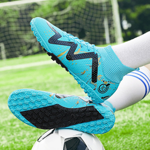 Chaussures de football à tige haute avec semelle en caoutchouc TPU, crampons de sport pour hommes, femmes et enfants, pour terrain synthétique et herbe, intérieur et extérieur - Product Image 4