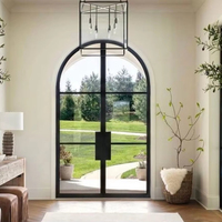 Puerta de Vidrio Arqueada Interna Negra Curva Personalizada de Fábrica China, Puerta Batiente de Acero Grande en Forma de Arco para la Venta