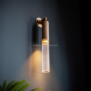 Applique murale en bronze de style américain moderne rétro simple, pour la maison, l'intérieur, à côté de l'hôtel, décorative, <span class=keywords><strong>tube</strong></span> rond en verre, applique murale en laiton - Product Image 4