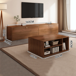 Soportes de <span class=keywords><strong>TV</strong></span> extensibles rectangulares minimalistas de nogal con 3 cajones para sala de estar Muebles Unidad de <span class=keywords><strong>TV</strong></span> Gabinete de centro de entretenimiento - Product Image 6