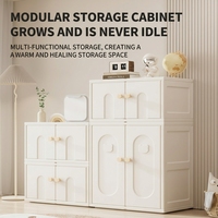 Armoire de rangement pour enfants en plastique, multifonctionnelle, avec compartiments amovibles, armoire pour bébé avec poignées de dessin animé pour vêtements et jouets