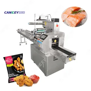 Cankey Fish Paneer Tray Packing Nitrogen Food Pillow Flow Fried Chicken Nuggets Packaging Machine