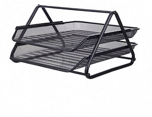 2 Tier Storage Shelf Metal Mesh Desk Organizer Document <b>File</b> Organizer Office Paper <b>Tray</b> - Product Image 1