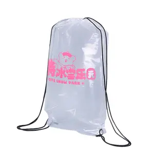 Wholesale Pe Summer Drawstring Waterproof and Portable Clear Plastic Bags for Packing