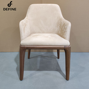 Hiện đại Bắc Âu Chất lượng cao bọc nhung phòng ăn Ghế Nhà Hàng Ghế tiếp tân chân gỗ ghế bành - Product Image 2