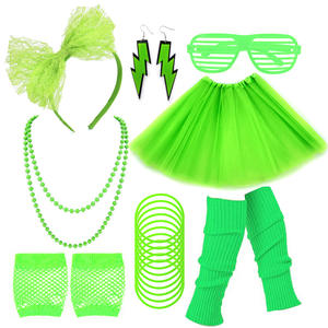80S classique dames habiller néon collier stores lunettes boucles d'oreilles résille gant jambe couverture <span class=keywords><strong>Tutu</strong></span> jupe costume - Product Image 5