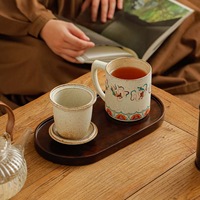 Tasse à thé créative en céramique Dunhuang Heavenly Being avec couvercle - Tasse de bureau pour la séparation du thé et de l'eau filtrée, idéale comme cadeau