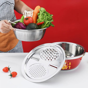 Ensemble de passoires en acier inoxydable, bassin rouge 20-32 cm, égouttoir à légumes double couche pour mariage et usage en cuisine - Product Image 3