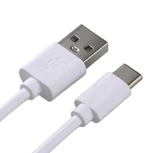 1M 2A blanco USB tipo C cable de alimentación de carga rápida tipo C para altavoz de teléfono, etc.