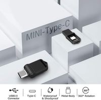 2 Paket SUNKANGKIE SK-otg01 Super Mini OTG USB 3.0 Tipe-C Flash Drive Logam 2-in-1 Thumb Drive Portabel untuk Ponsel Pintar