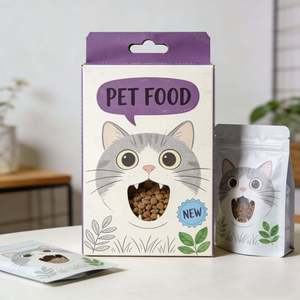 Custom Printed Clear Window Ziplock Stand Pouch WIth Box Laminated Beef Jerky Pet Food <b>Plastic</b> <b>Packaging</b> - Product Image 5