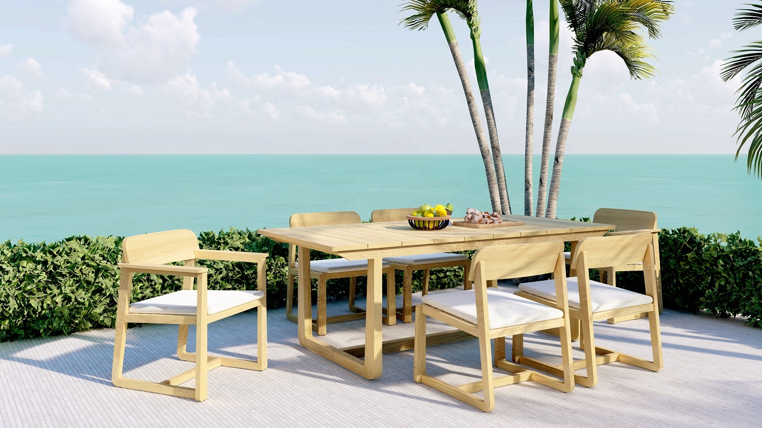 SIGMA VASCO Modern Design New Arrival Outdoor Patio Furniture Teak Wood All Weather Dining Set Table and ChairsPopular