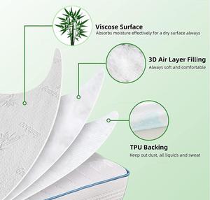 Pelindung kasur bambu rajut, sarung kasur bambu lembut nyaman Terry untuk kasur Queen King pelindung tahan air - Product Image 3