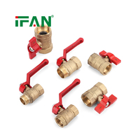 IFAN Vente Chaude Vanne à Vis en Laiton Rouge à Longue Poignée pour Eau et Gaz 1/2 po 3/4 po 1 pouce Vanne à Boisseau Sphérique en Laiton Forgé Haute Pression