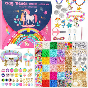 <b>Clay</b> Beads Bracelet Making Kit Art Craft <b>Set</b> For Kids Ages 6+ DIY Jewelry Making Toy With Colorful Beads And Charms - Product Image 1