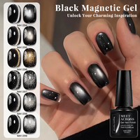 MEET ACROSS pour le nail art, vernis à ongles semi-permanent, gel UV, fournitures pour ongles, 7 ml, vernis à ongles magnétique effet œil de chat noir