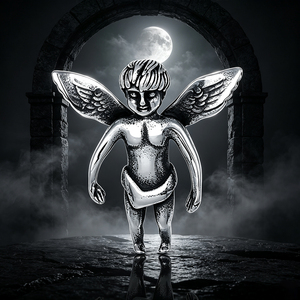 Pendentif Ange Cherubin Ailé en Acier Inoxydable Anti-ternissement, Collier Vintage Gothique Religieux, Cadeau pour Enfants, Vente en Gros Personnalisée - Product Image 1