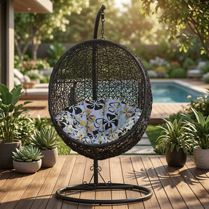 Modern Outdoor Garden <b>Swing</b> Chair Poly Rattan Design for Hotels and Parks - Product Image 2