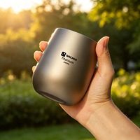Mug isotherme classique en titane pour camping, 400 ml, double paroi, sans BPA, avec logo personnalisé