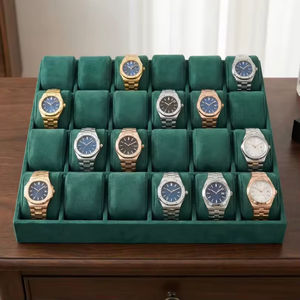Boîte de rangement de luxe pour montres, 18 emplacements, en PU vert, résistante aux chocs, présentoir pour vitrine ou comptoir - Product Image 5