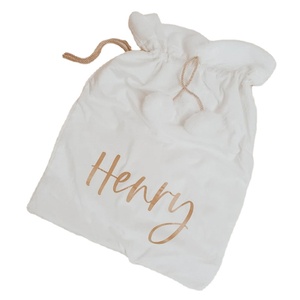 Personalised Xmas Santa Sacks Wholesales <strong>Plush</strong> Ivory Velvet Santa Sack Velvet Santa Sacks White <strong>Christmas</strong> <strong>Bags</strong> For Gift - Product Image 6