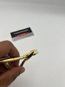 24K Gold Plated <b>Cuticle</b> Nail Nipper with Spring Curved Sharp Blade Custom Logo Manicure Pedicure Toe Finger Nail <b>Cutter</b> Clipper - Product Image 3
