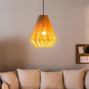 Rattan Pendant <b>Light</b> Round Led Single Head Chandelier For <b>Dining</b> Room Bedroom Tea Room Zen Style Lighting - Product Image 3