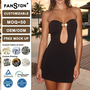 Vestido Mini Bandeau Sexy para Mujer 2026 - Vestido con Aberturas y Detalles <span class=keywords><strong>de</strong></span> Gancho y Ojo, Estilo Western, Ajustado, para Fiesta, Venta al por Mayor - Product Image 2
