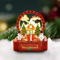 Caja Musical de Madera con Temática Navideña MB002, Caja Musical Mini Personalizada con Luz, Regalo de Navidad