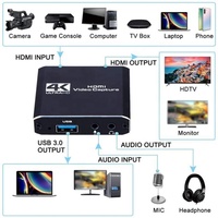 Tarjeta Capturadora de Video Xput 4K con Entrada 4K y Salida 1080P, USB 3.0, HDMI, con Audio, Adaptador Portátil para Transmisión en Vivo de Juegos para Computadora