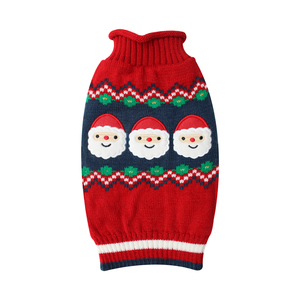 Offre Spéciale : <span class=keywords><strong>Pull</strong></span> Col Roulé Chaud pour <span class=keywords><strong>Chien</strong></span>, Motif Têtes de Père Noël Fair Isle – Vêtements de Noël <span class=keywords><strong>Moche</strong></span> pour Animaux de Compagnie (Chats Inclus) - Product Image 1