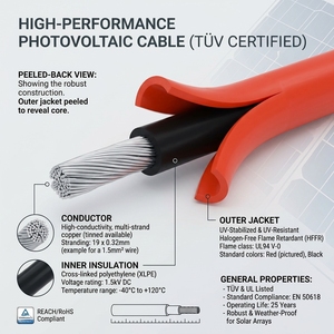 <span class=keywords><strong>สาย</strong></span>เคเบิลโซลาร์เซลล์แบบ Twin Core สีแดงดำ รุ่น <span class=keywords><strong>PV1</strong></span>-<span class=keywords><strong>F</strong></span>/H1Z2Z2-K ขนาด 2x4 มม.² และ 2x6 มม.² ชนิด XLPO ป้องกันรังสียูวี สำหรับระบบแบตเตอรี่เก็บพลังงานแสงอาทิตย์ภายในบ้าน - Product Image 6