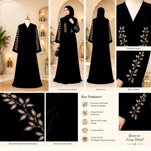 Abaya longue pour femme, col montant, manches longues, couleur unie, légère, respirante, modeste, grande taille, en rayonne, style Dubaï, pour usage quotidien - Product Image 5
