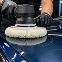 Tampon de polissage en laine naturelle en gros avec plaque de support en plastique, roue de polissage à poils longs pour le detailing automobile et le polissage des métaux