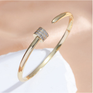 Fashion <b>Bangle</b> Gold And White <b>Copper</b> Alloy Micro Insert Geometric Women's Jewelry Gift - Product Image 4