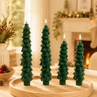 Bougie électronique de Noël longue, faite à la main, en ABS, avec flamme simulée, télécommande, minuterie et fonctionnement sur piles