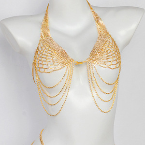 Chaîne de corps ailes d'ange incrustées de diamants, style européen et américain, très tendance, entièrement sertie de diamants, effet brillant. - Product Image 2